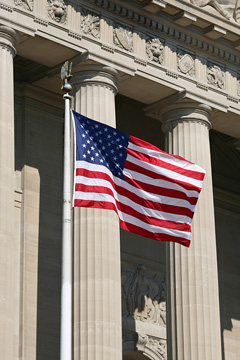 United States Flag flying in Washington DC